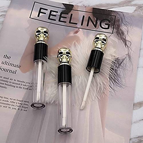 6 Pack 10ml Empty Lip Gloss Tubes with Skull Cap & Brush