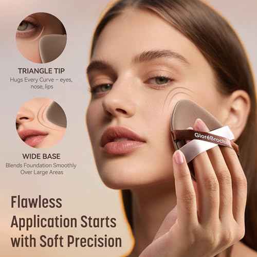 Makeup Sponge Set, Glor?Brochas 4PCS Micro Porous Foundation Sponge, Latex-Free PU Makeup Puff, Low Absorption 3.2 Inch Soft Dual-Sided Foundation Puff, Individually Wrapped