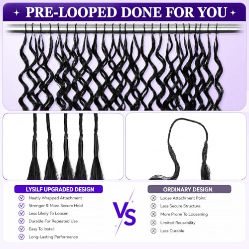 Lysilf 100% Human Crochet Hair 18" Deep Wave - Knotless, Pre-looped