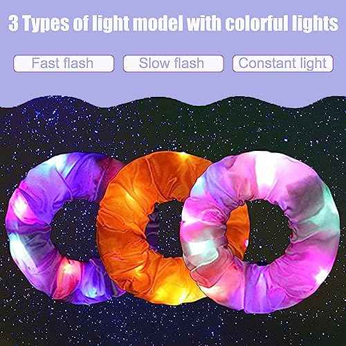 24 Pcs Light Up Scrunchies, LED Scrunchies Hair Bands, Elastic Glow in the Dark Srunchies Rave Accessories for Women Birthday Halloween Christmas New Year