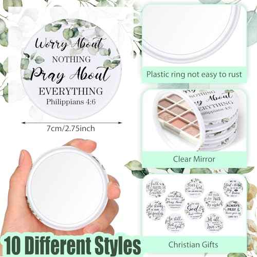 Yaomiao 160 Pcs Mini Christian Compact Mirror Bulk Inspirational Bible Verse Pocket Mirrors Small Portable Religious Gifts for Women Volunteer Employee Coworkers Sunday Church Party Favors