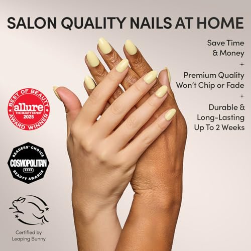 Glamnetic Pastel Yellow Press On Nails - Short Oval 30pc Kit