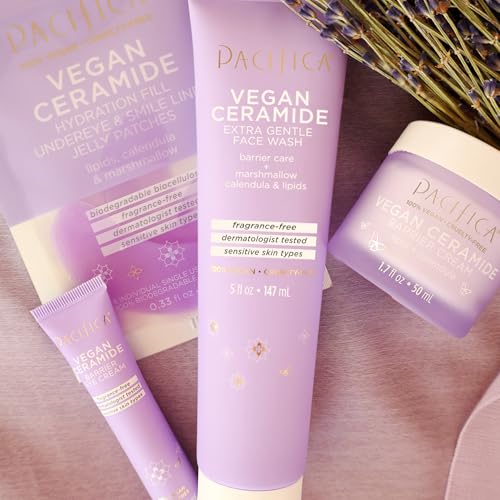 Pacifica Beauty Vegan Ceramide Hydrating Under Eye and Smile Line Jelly Patches, Skincare, Fine Lines, Wrinkles, Puffy Eyes, Anti Wrinkle Patches, Sensitive Skin, Fragrance Free, Face Care (4 Pieces)