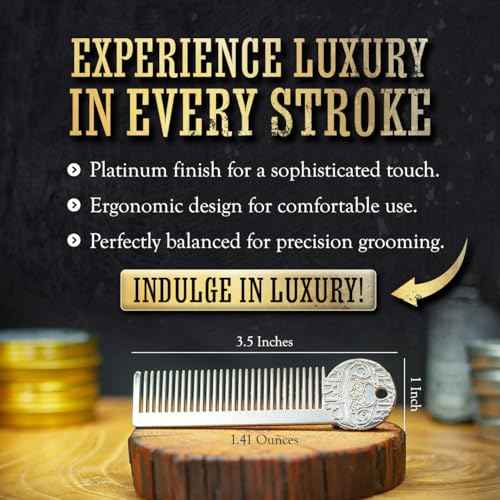 Metal Mustache & Beard Comb ? Dual-Sided Pocket Comb for Men, Fine & Wide Teeth for Precise Styling ? Durable, Compact, Travel-Friendly Grooming Tool for Facial Hair Care