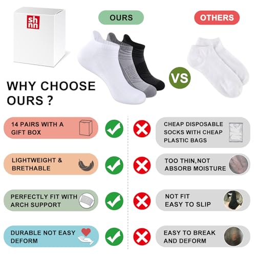 14 Pairs Breathable Ankle Socks for Men & Women - Low Cut
