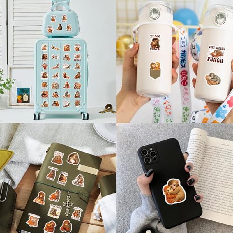 60PCS Punch Monkey Vinyl Stickers - Waterproof Decals
