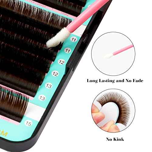 VAVALASH Colored Easy Fan Eyelash Extensions 0.07 CC Curl 8-15mm Mixed Lash Tray Brown Self Fanning Lashes Colorful Volume lash extensions£¨Brown,0.07-CC-8-15mm£©