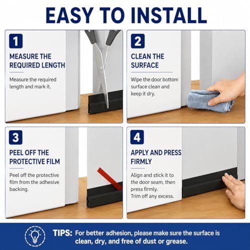 118" Extra Long Door Draft Stopper - Energy Saving Seal Strip
