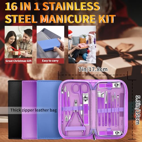16-Piece Stainless Steel Manicure & Pedicure Set with Travel Case