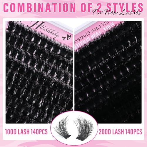 Lash Clusters 12-22mm 280Pcs Volume Extensions D Curl