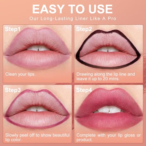 OETUIOW Lip Stain Lip Gloss, Long Lasting & Waterproof Non-Stick Cup Highly Pigmented Natural Finish for All Skin Types (Rose)