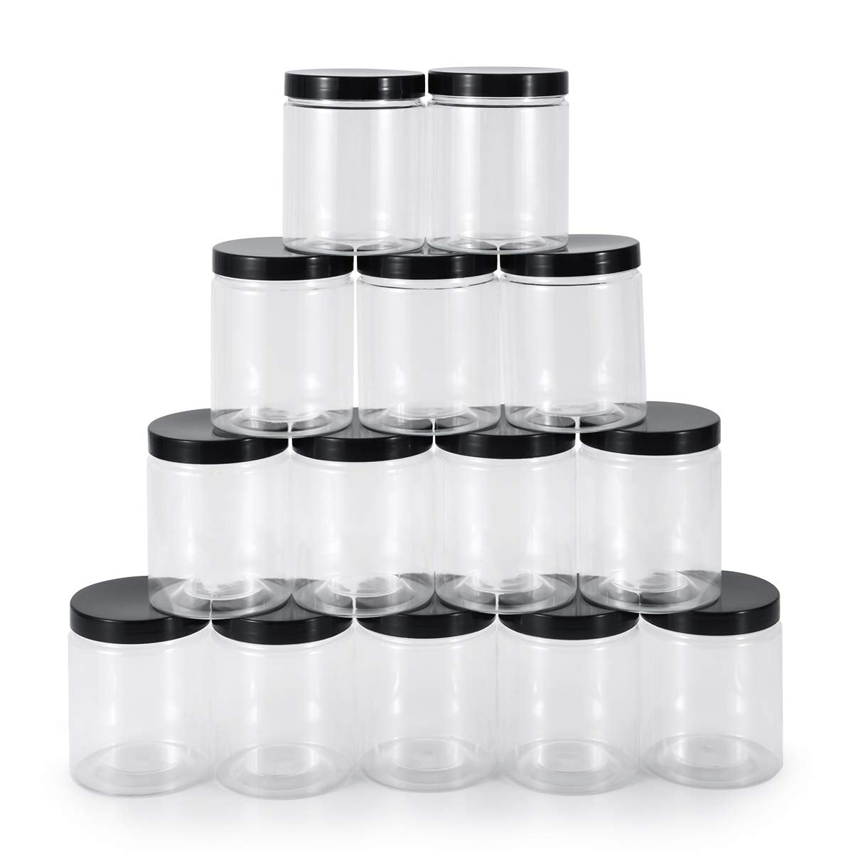 testyu Plastic Jars with Lids, 8 OZ Wide Mouth Jars with Airtight Lids, Clear Empty Slime Containers with Lids, Multipurpose Storage Jars for Home Kitchen Food Arts Crafts Cosmetic Sample - 14 Pack