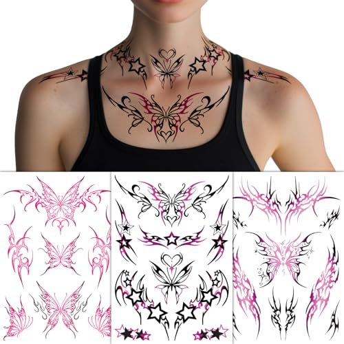 Y2K Temporary Tattoo Sheets – 3 Pack Waterproof Tribal & Cybersigilism