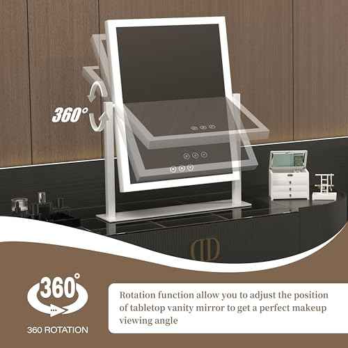16.9"x 14"Lighted Makeup Mirror,Vanity Mirror with Lights,Three Color Lighting Modes, and 10X Magnification Mirror, Smart Touch Control, 360¡ÆRotation White