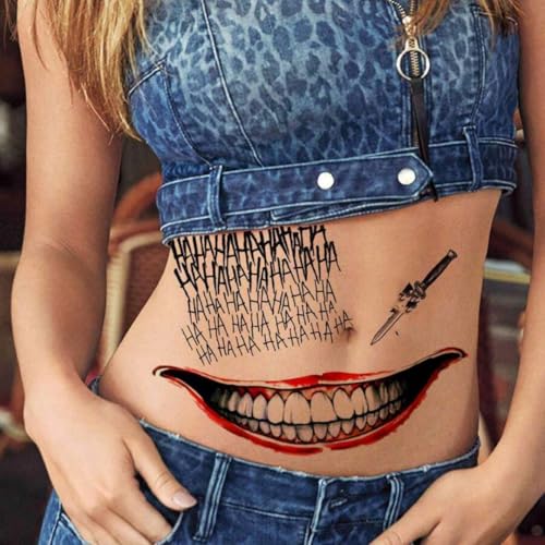 Joker Temporary Tattoos - 8 Sheets Waterproof Face Stickers