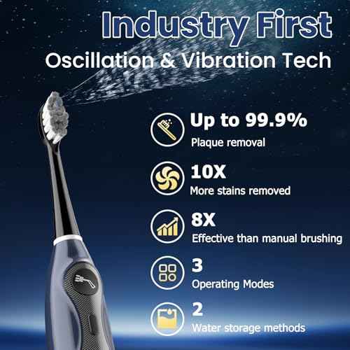 3-in-1 Flossing Toothbrush-Flosses, Vibrates and 60¡Æ Oscillates, Electric Toothbrush with Water Flosser Equipe 5 Brush Heads, Up to 99.99% Plaque Removal for Sensitivity, Braces-Blue