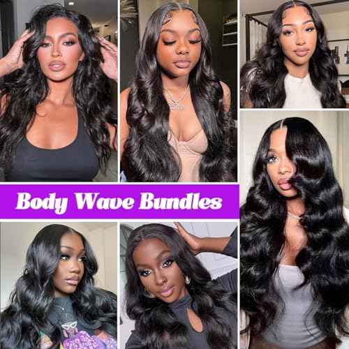 12A Human Hair Bundles Body Wave 20Inch One Bundle 100% Unprocessed Brazilian Virgin Hair Bundles Double Weft Weave Body Wave Human Hair Natural Black Color