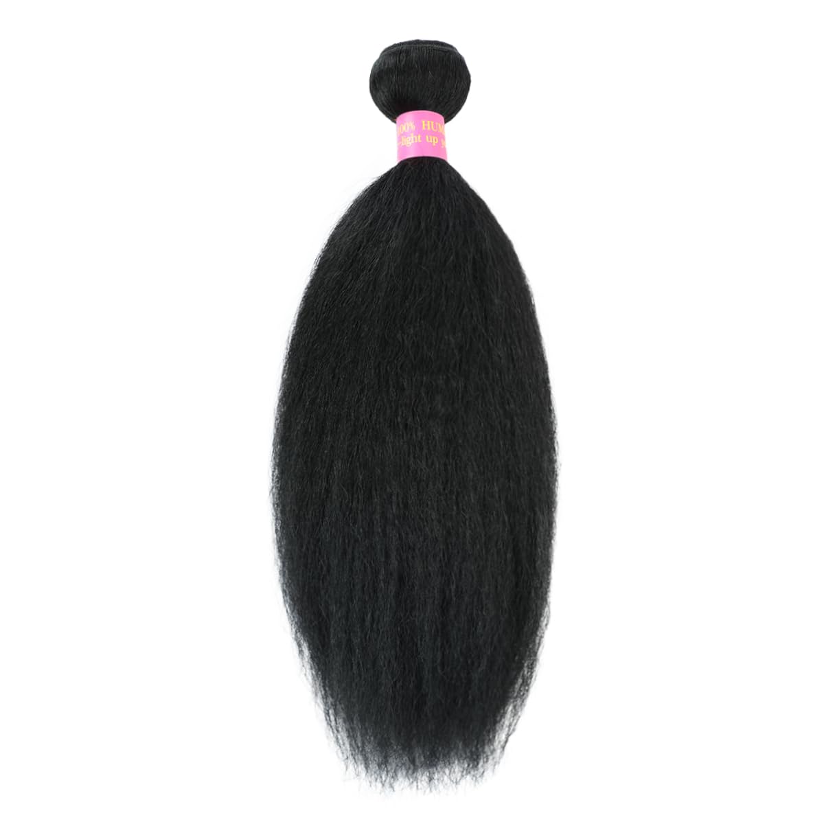 16 inch Kinky Straight Bundles Yaki Straight Human Hair 1 Bundles Natural Black Color 100% Unprocessed Brazilian Virgin Hair Kinky Straight Human Hair For Black Women