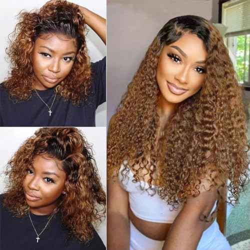 1B/30 Ombre Brown Deep Wave Human Hair Bundle 22 24 26 Inch Two Tone Black and Brown Bundles Human Hair 8A Brazilian Virgin Remy Hair