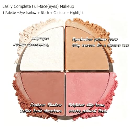 Eye & Cheek Palette - 4-In-1 Shimmer Eyeshadow Blush Highlighter