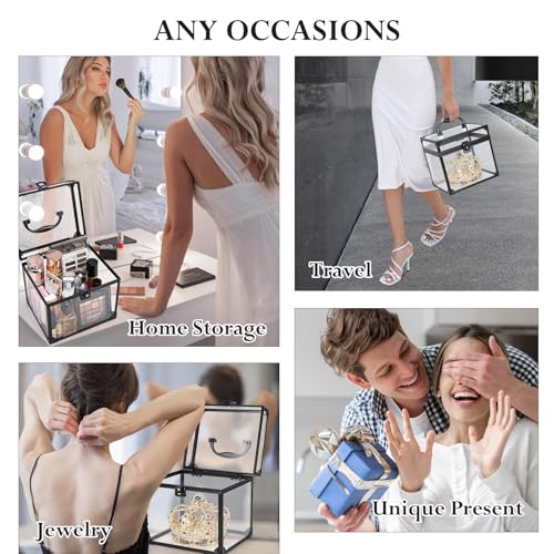 FRENESSA Clear Acrylic Makeup Case with Handle & Lock