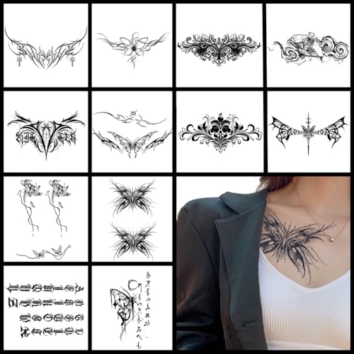 Semi-Permanent Tattoo Stickers - 12 Sheets, 1-2 Week Wear