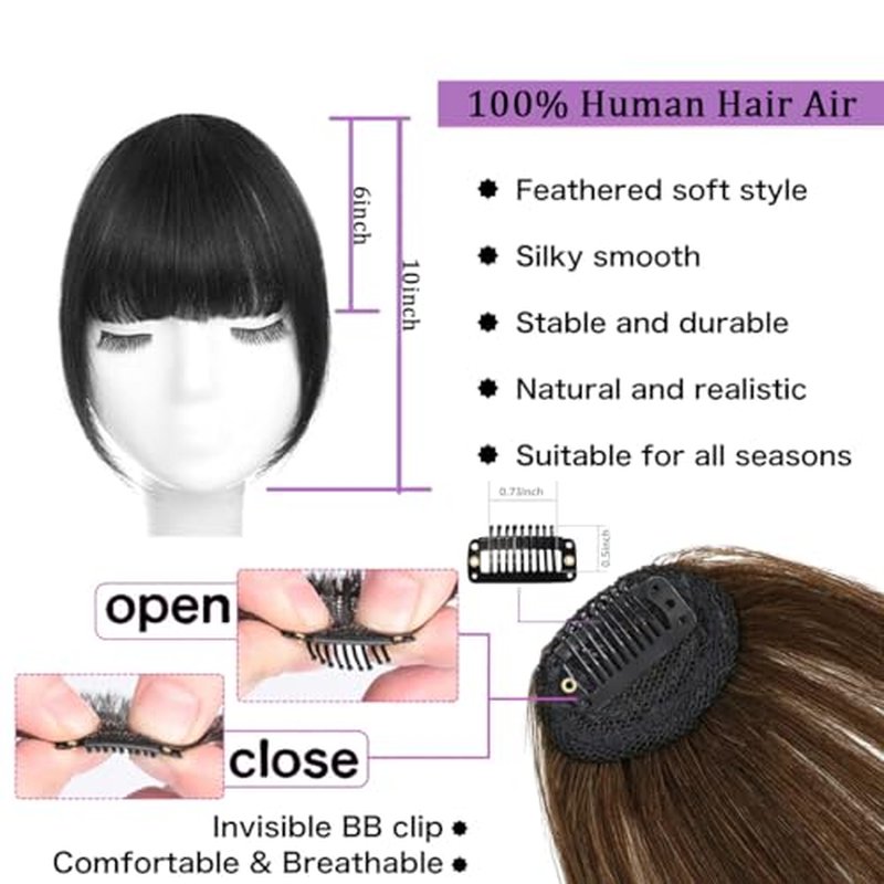 Clip-In Bangs for Women - 100% Human Hair French Blonde Extensions
