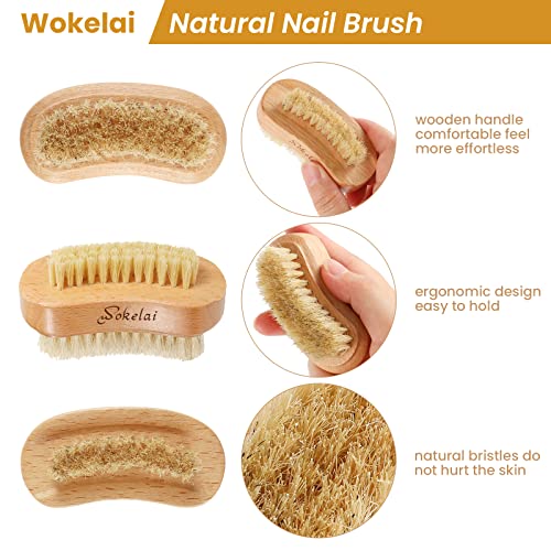 Wooden Nail Brush Set - 2 Natural Bristle Scrub Brushes for Manicure & Pedicure