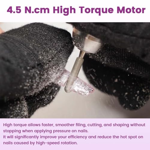 Professional Nail Drill Machine - Rechargeable E-File for Acrylic Nails, 35000 RPM, Low Noise with 6 Bits Set