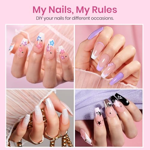 Beetles Coffin Medium Nail Tips 384pcs - Pre-Etched, No Shaping Needed, 12 Sizes