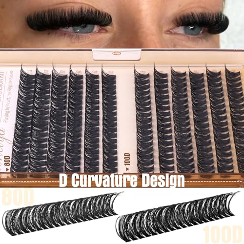 Geeneiya 12MM D Curl Volume Lash Clusters - DIY Eyelash Extensions