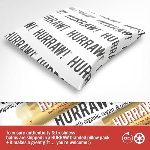 Hurraw! Almond, Cardamom, Rose (Vata) Lip Balm, 3 Pack: Organic, Certified Vegan, Cruelty and Gluten Free. Non-GMO, 100% Natural Ingredients. Bee, Shea, Soy and Palm Free. Made in USA