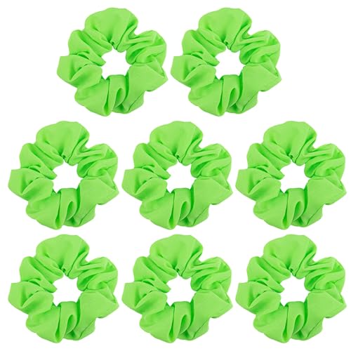 Framendino 8 Count Green Solid Polyester Hair Scrunchies for Women Girls Hair Accessories