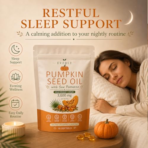 Everly Pumpkin Seed Oil with Saw Palmetto - Cold Pressed Softgels (90 Count)