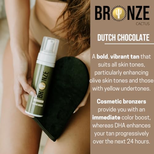 Dutch Chocolate Deluxe Self Tanner Mousse ? | Violet Base to Neutralize Orange Undertones | Natural Rich Brown Tan | Vegan & Cruelty-Free | Fast Dry | Hydrating with Hyaluronic Acid