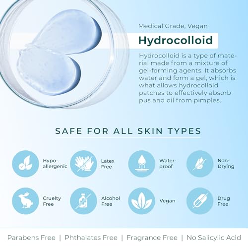 Hydrocolloid Pimple Patches (Made in Korea) FSA/HSA Eligible, Vegan, Hypoallergenic, Cruelty-Free | Acne Stickers, Overnight Treatment - for Zits, Spots, Pimples, Whiteheads (74 Count, Mixed Sizes)