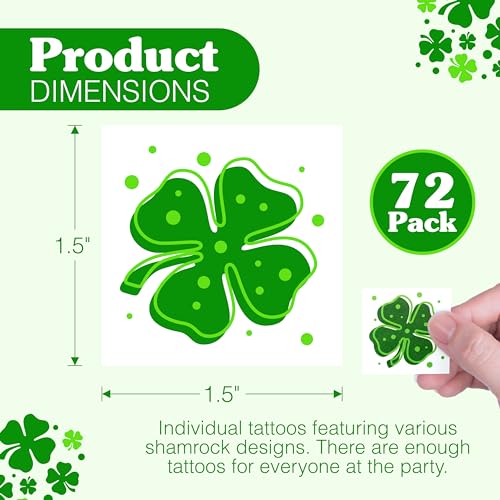 72 Shamrock Temporary Tattoos - St Patrick's Day Party Favors