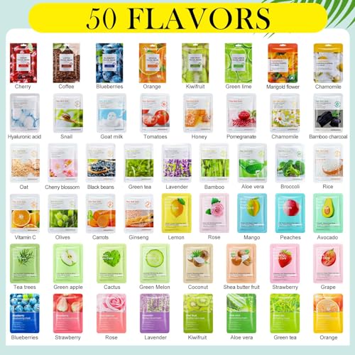 Dimsile 100 Pcs Combo Essence Face Masks Skincare Hydraiting Facial Mask Moisturizing Self Care Sheet Mask for Women Girls Home Spa Skin Care (Varied Styles)