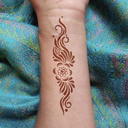 Henna Tattoo Stencils Kit - 12 Sheets for Hands, Kids & Adults
