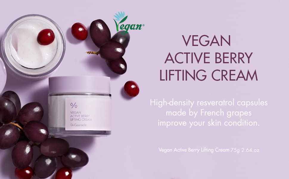 leegeehaam Dr.Ceuracle Vegan Active Berry Lifting Cream (75g / 2.64 oz.) - Antioxidant Moisturizer with Resveratrol Capsules and Vitamin A, Good for Hydration and Rejuvenation
