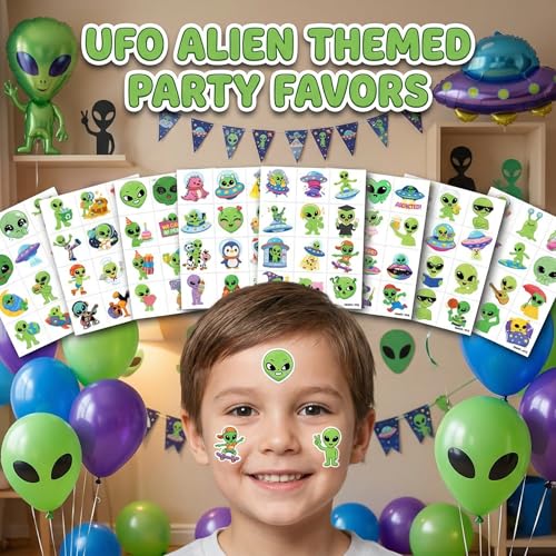 96 Cute Alien Temporary Tattoos for Kids | Space Party Favors