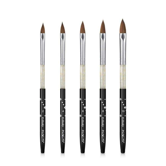 KADS Kolinsky Sable Acrylic Brush Set - 5pcs, Sizes 2# to 10#, Black Kolinsky Sable Nail Brushes