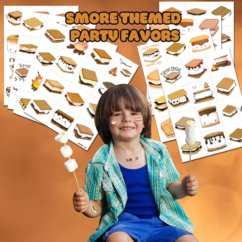 S'mores Temporary Tattoos for Kids - 96 Piece Set, 8 Sheets