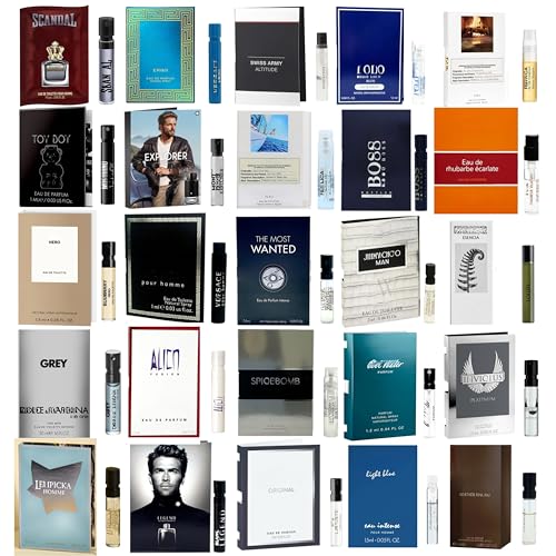 Infinite Scents Men's Cologne Sample Set - 12 Designer Fragrances, 0.05 Fl Oz Pack of 12