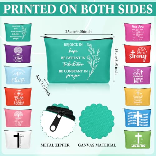 24 Pcs Christian Religious Gifts for Women Mothers Day Christian Gifts Bulk Canvas Makeup Bags Verse Bible Compact Mirrors Inspirational Church Party Favors for Ladies Mother Sister