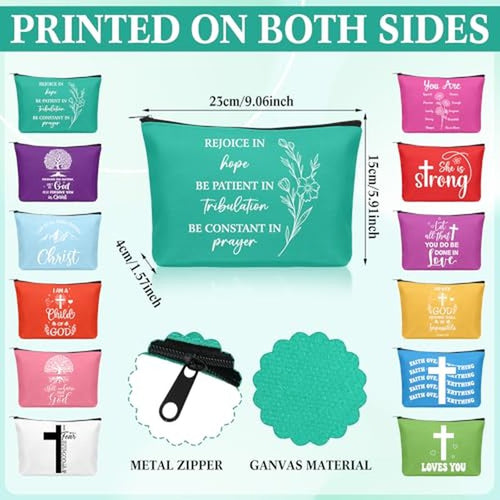 24 Pcs Christian Religious Gifts for Women Mothers Day Christian Gifts Bulk Canvas Makeup Bags Verse Bible Compact Mirrors Inspirational Church Party Favors for Ladies Mother Sister