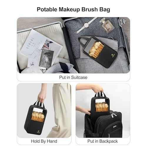 MONSTINA Makeup Brush Organizer Bag,Large Capacity Portable Stand-Up Makeup Brush Holder,Professional Artist Makeup Brush Sets Case Dust-proof TPU Transparent Clear