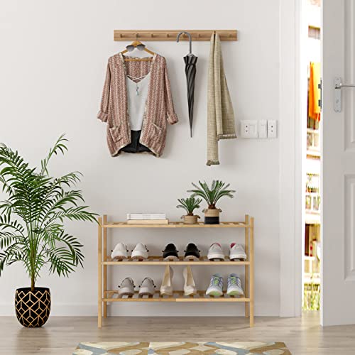 Z&L HOUSE 3-Tier Shoe Rack for Closet, Stackable Shoes Rack Organizer Free Standing Shoe Shelf for Entryway and Closet Hallway, Multifunctional Bamboo Rack in Different Combinations (3-Tier)