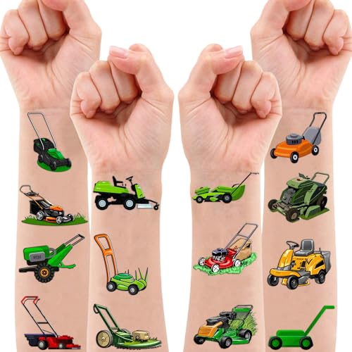 96 PCS Lawn Mower Temporary Tattoos for Kids Birthday Party