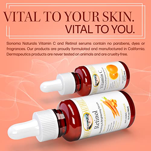 Vitamin C and Retinol Serum for Face, 1 oz. two-pack | Day & Night Kit | Smoothing Natural Anti-Aging Formula | Facial Serum for All Skin
